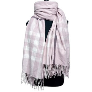 Love & Lore Womens One Size Pink Soft Fringe Plaid Scarf